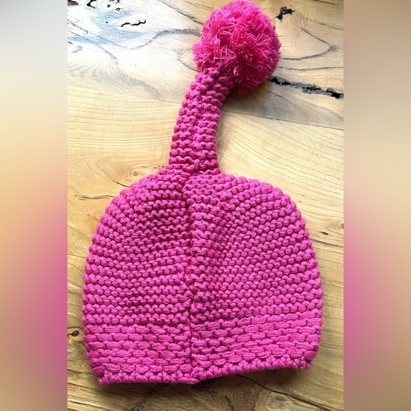Handmade Pink Santa Long Pom Beanie Hat Rhinestone Accents OOAK - Picture 5 of 6